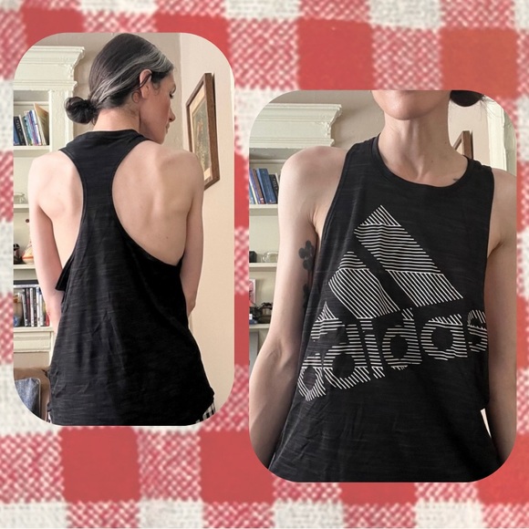 nwot! • ADIDAS • black & gray razorback lightweight athletic tank top - Picture 3 of 10